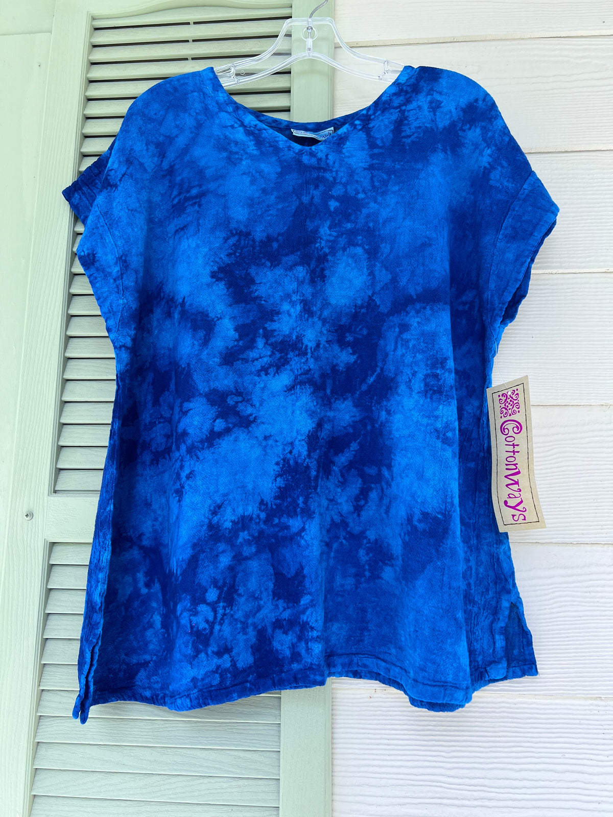 Carla Cotton Gauze Cap-Sleeve V-Neck Top
