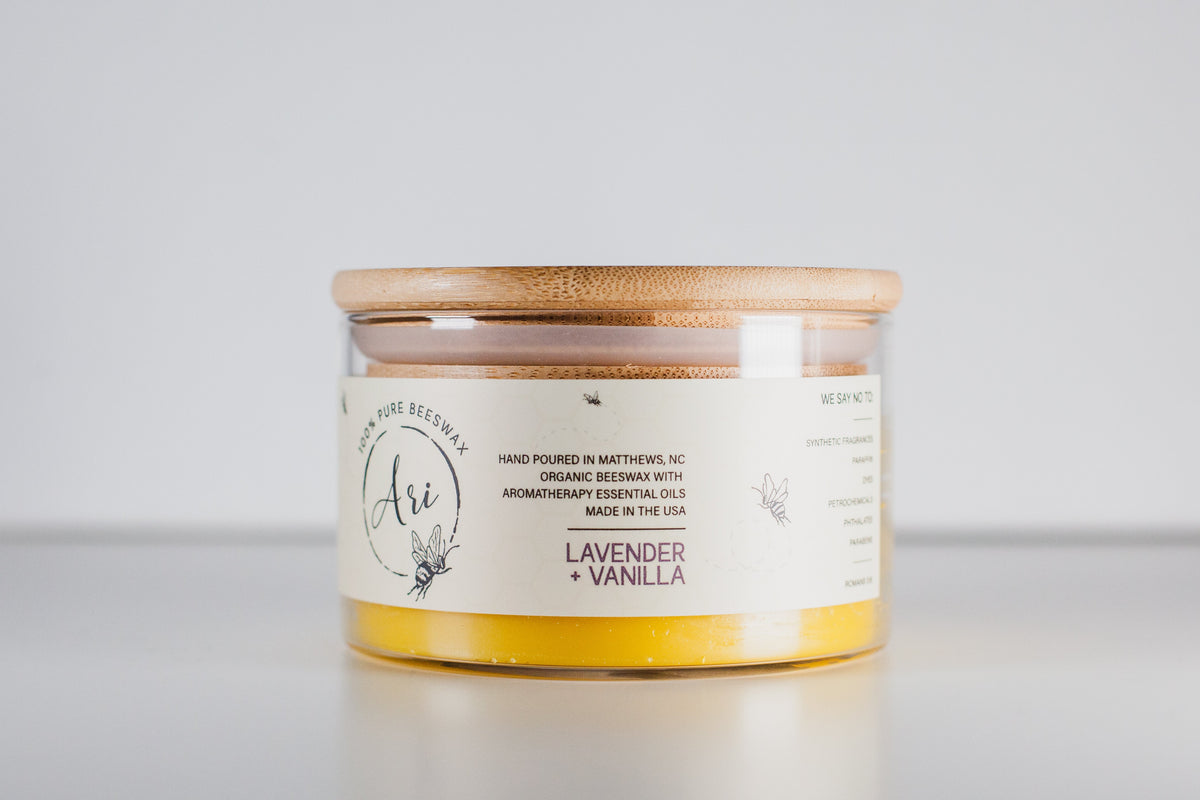 Bougie à la cire d'abeille lavande et vanille | 8 oz
