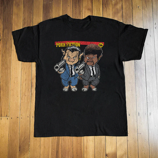 T-shirt noir parodie Pork Fiction