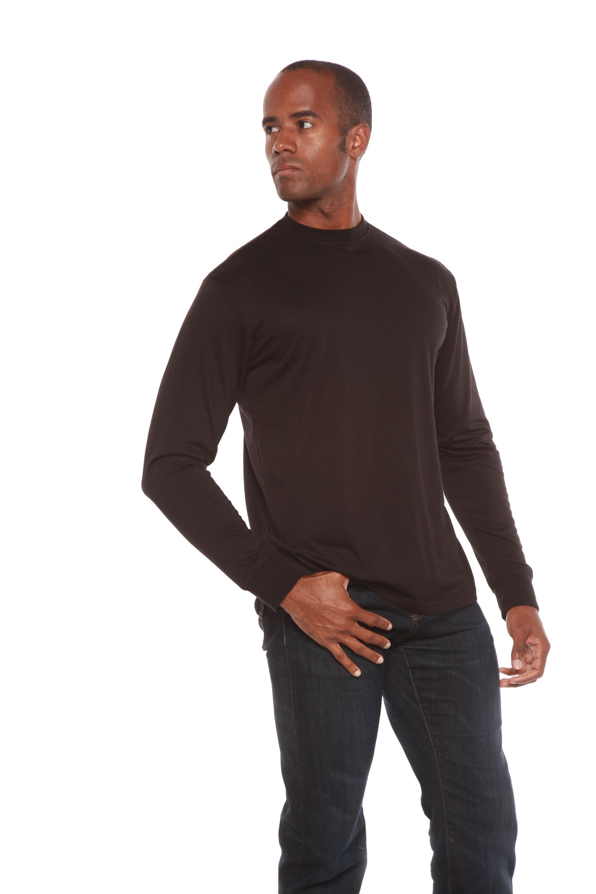 T-shirt à manches longues en viscose de bambou/coton biologique pour homme