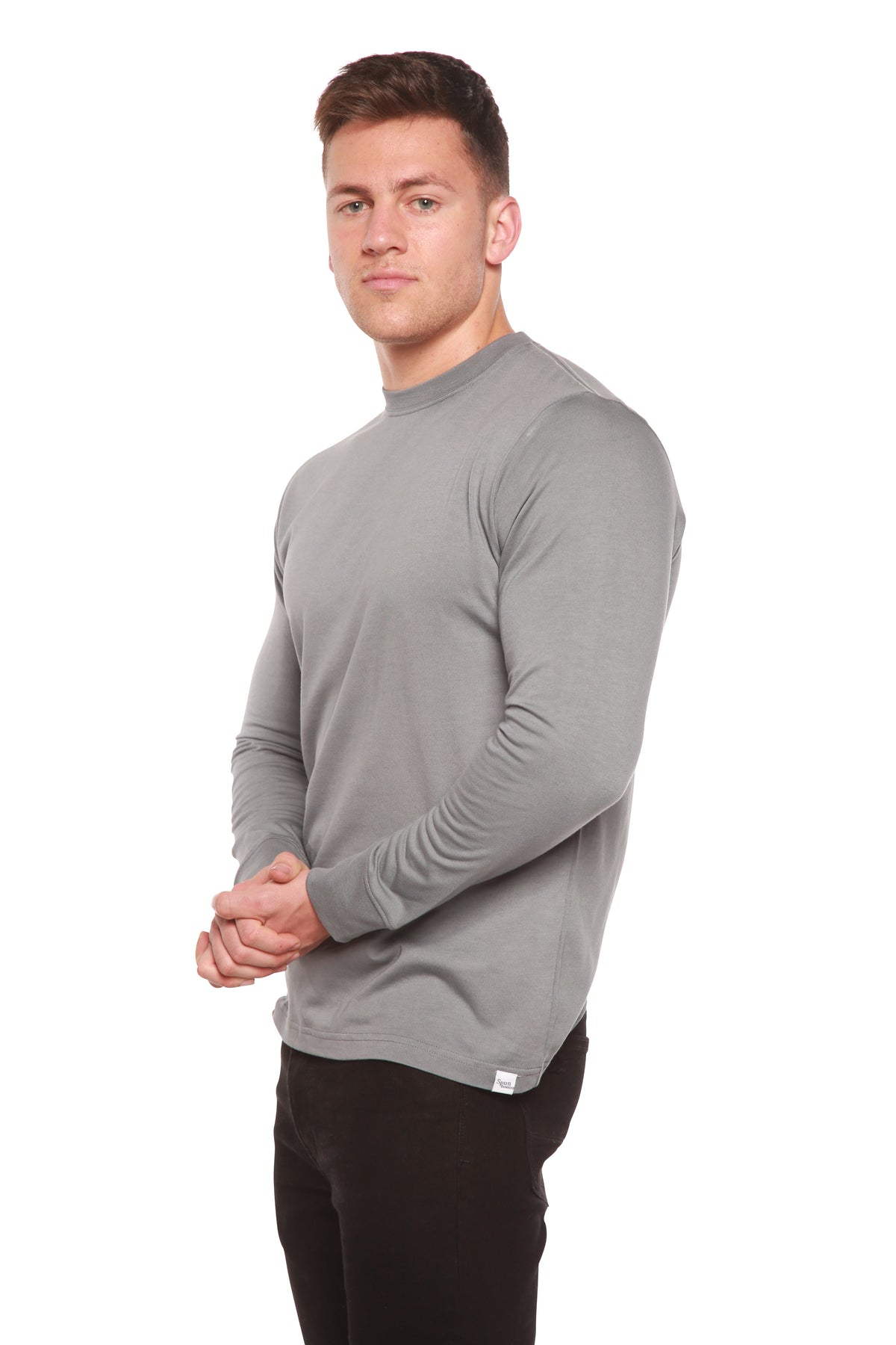 T-shirt à manches longues en viscose de bambou/coton biologique pour homme