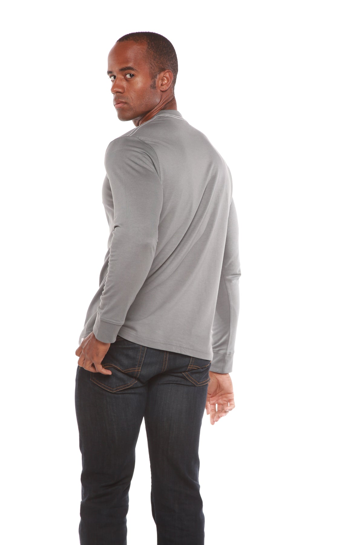 T-shirt à manches longues en viscose de bambou/coton biologique pour homme