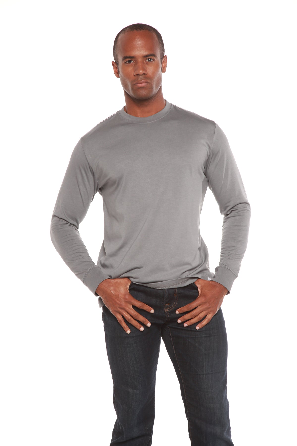 T-shirt à manches longues en viscose de bambou/coton biologique pour homme