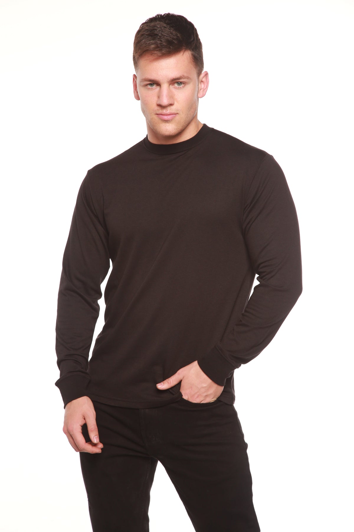 T-shirt à manches longues en viscose de bambou/coton biologique pour homme