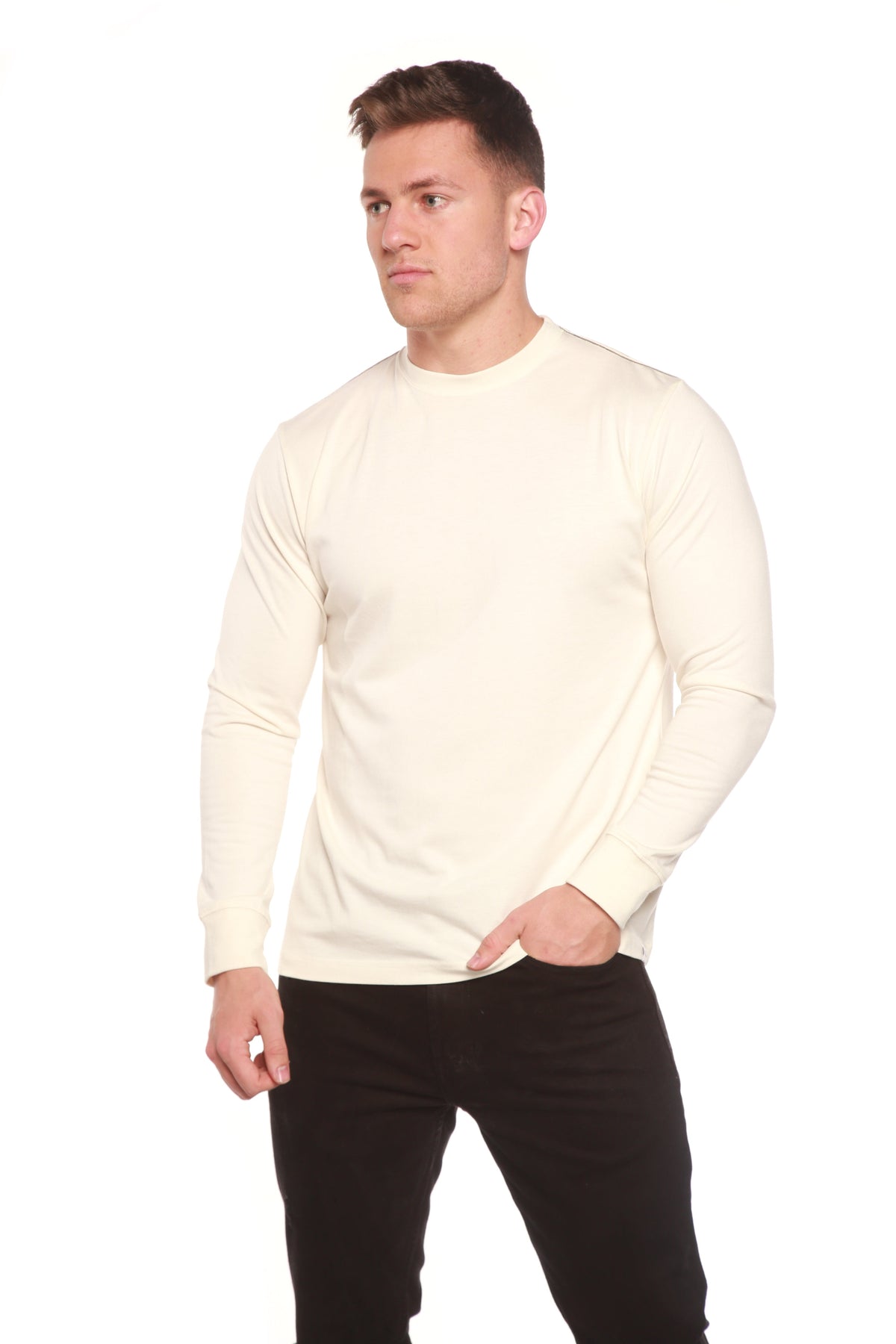 T-shirt à manches longues en viscose de bambou/coton biologique pour homme