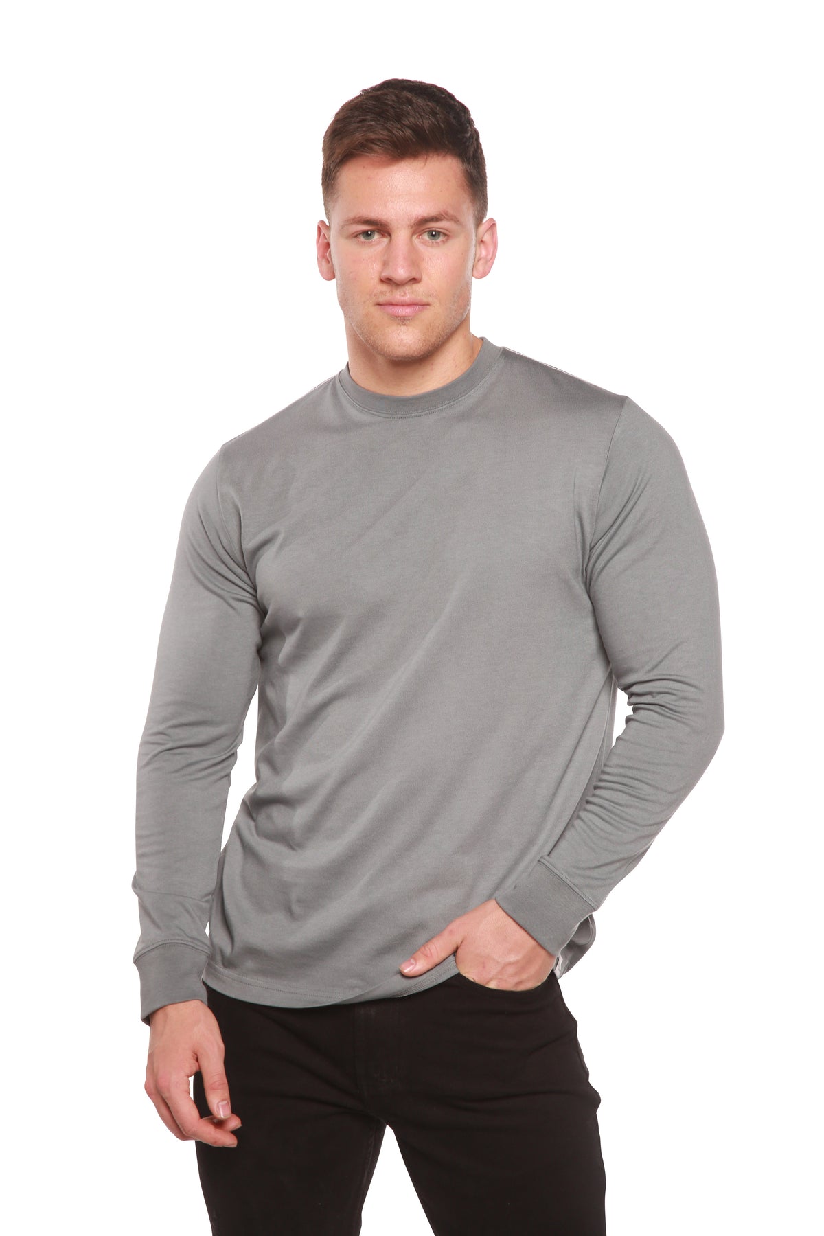T-shirt à manches longues en viscose de bambou/coton biologique pour homme