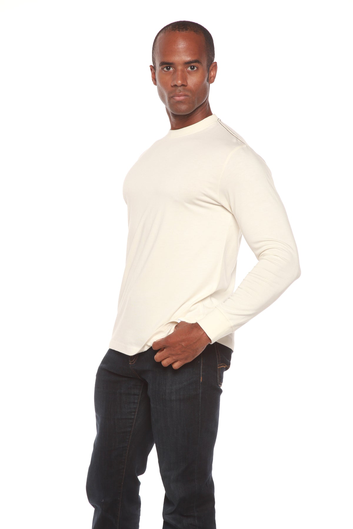 T-shirt à manches longues en viscose de bambou/coton biologique pour homme