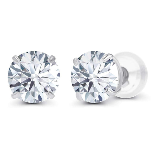 Boucles d'oreilles puces en diamant de synthèse certifié AGI, 2,00 CTW, en or massif 14K - Couleur G, pureté VS