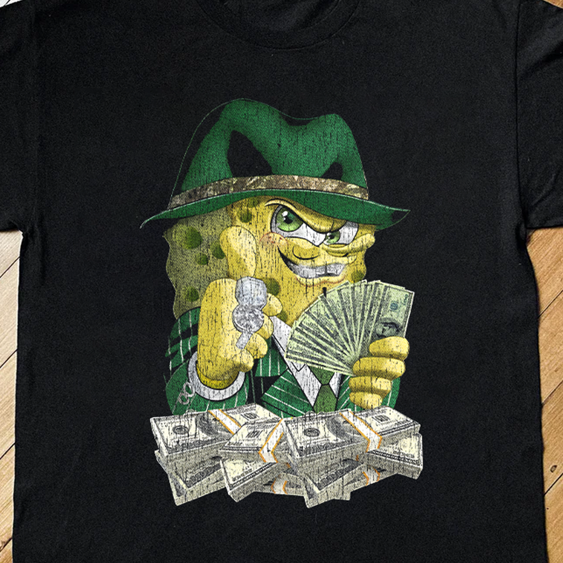 T-shirt noir Spongebob Gettin' Money