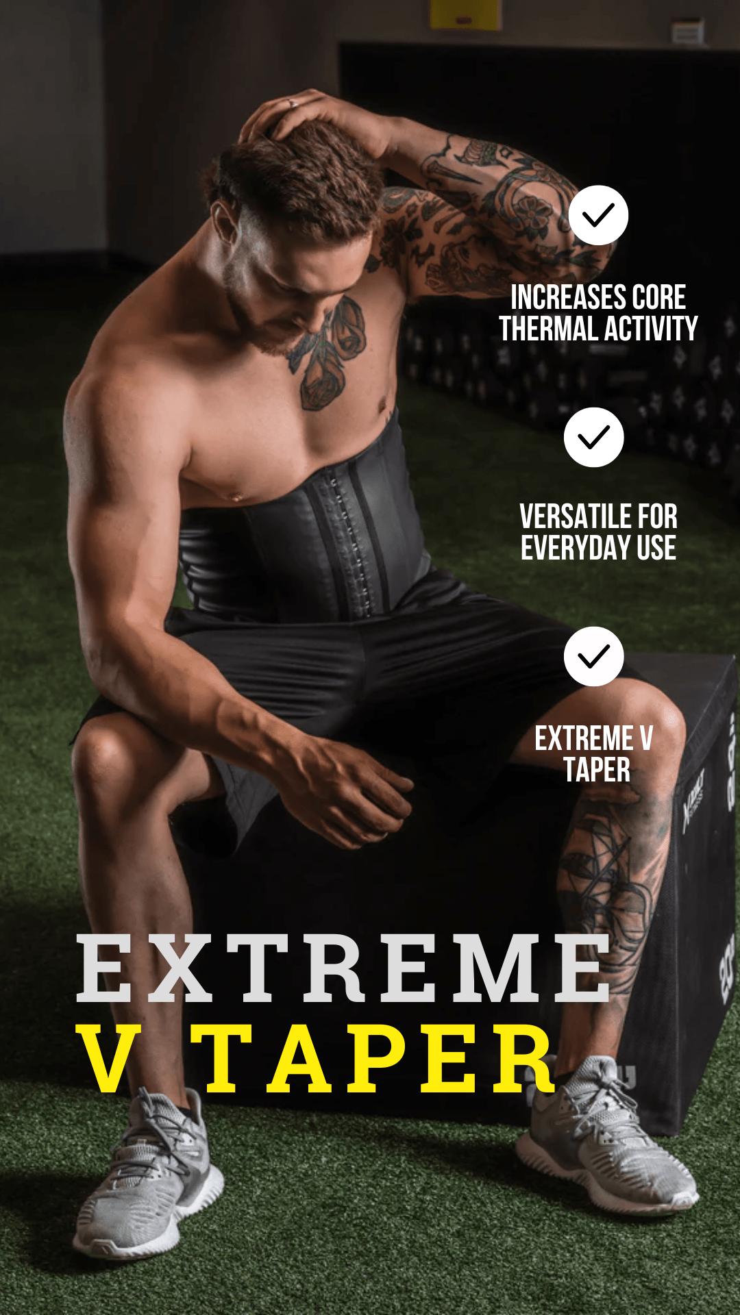 Gaine amincissante pour hommes, effet galbant extrême en V. Idéal pour un usage quotidien.