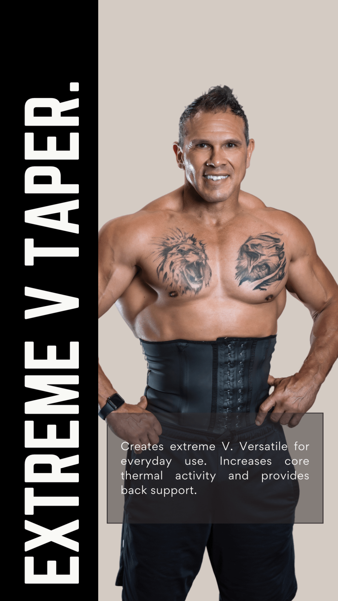 Gaine amincissante pour hommes, effet galbant extrême en V. Idéal pour un usage quotidien.