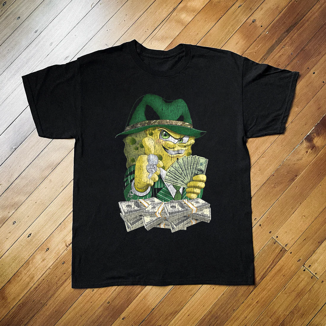 T-shirt noir Spongebob Gettin' Money